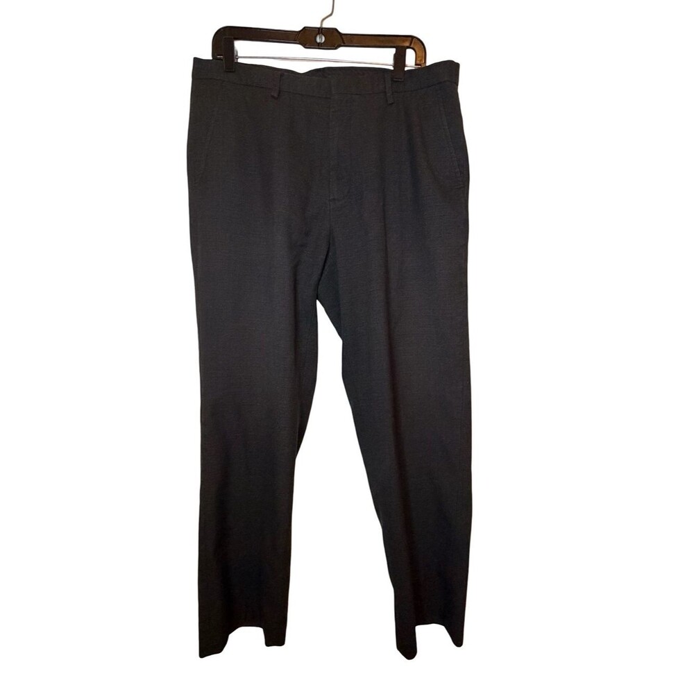Calvin Klein Mens Dress Pants 36x30 Charcoal Gray Flat Front Straight Trouser